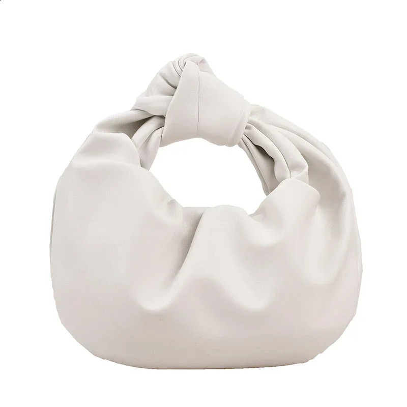 INS womens small handbag high quality party clutch stylish solid color PU pleated bag bolso de mujer 240909