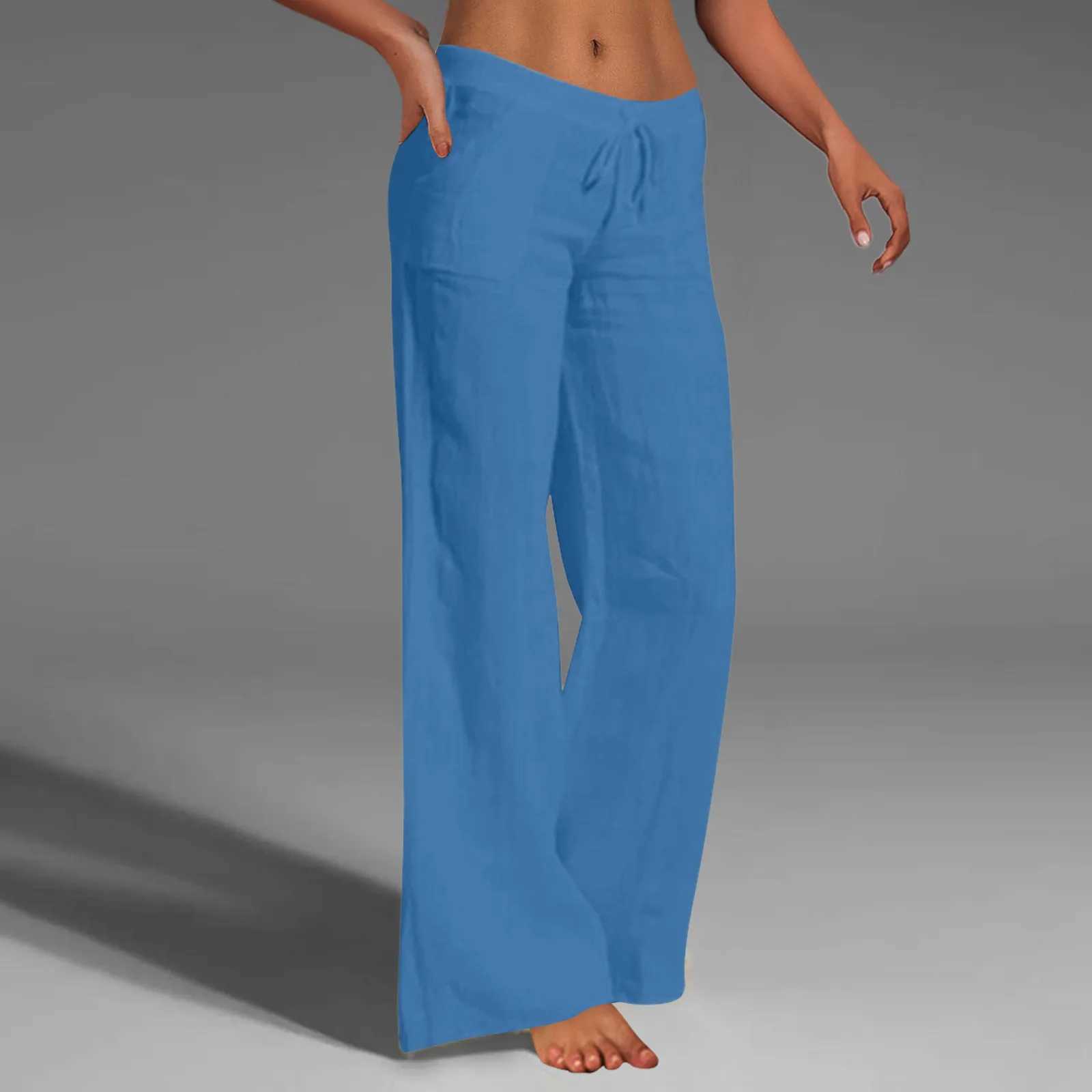 Womens Yoga Pants Summer Casual Wide Leg Loose Thin Cotton Linen Clothes Women Pants Wide Legged Daily Woman Roupas De Ioga M240918