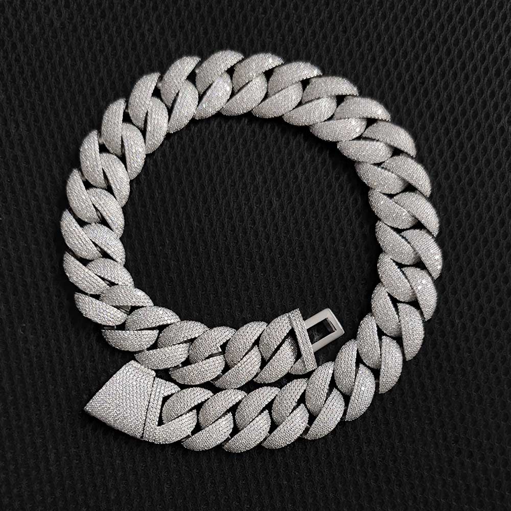 moissanite chain cuban link chain Good Quality 22mm Bubble Pave Setting 5 Rows Fashion Hip Hop Jewelry Cubic Zirconia Necklaces Mens Luxury