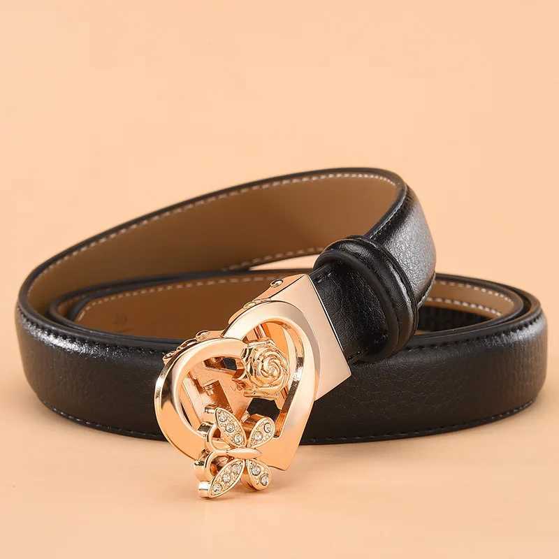 Belts Red heart belt womens automatic buckle belt white black girl fashion Cinturon mens belt J240913