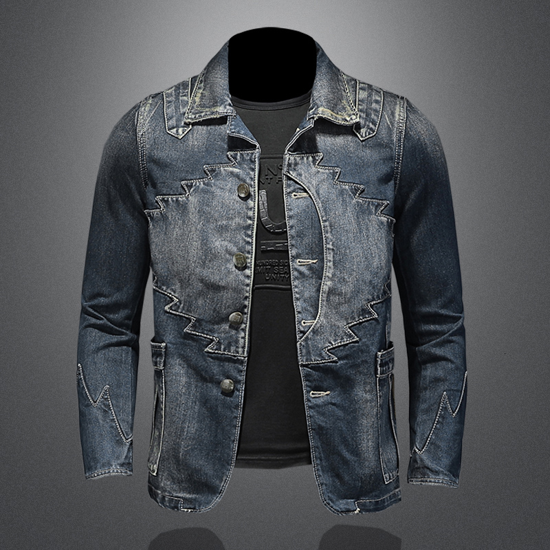 High Quality Spring Autumn 2024 New Men's Fashion Europe And The United States All Casual Suit Denim Jacket Slim Retro M-4Xl