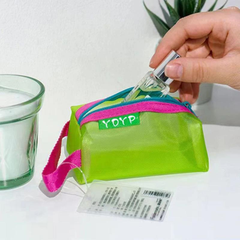 Cosmetic Bags Square Mesh Bag Portable New Toiletry Organizer Makeup Multifunction Transparent Women Lipstick Storage Pouch
