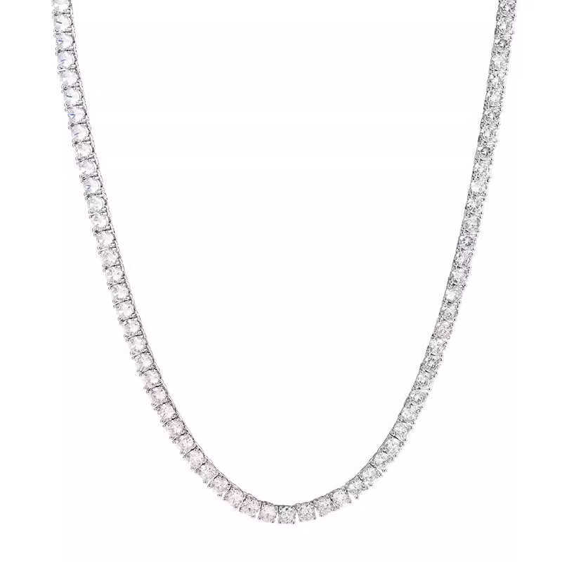 Hip hop Jewelry 2-5mm Moissanite Diamond Tennis Chain 925 Sterling Silver Necklace