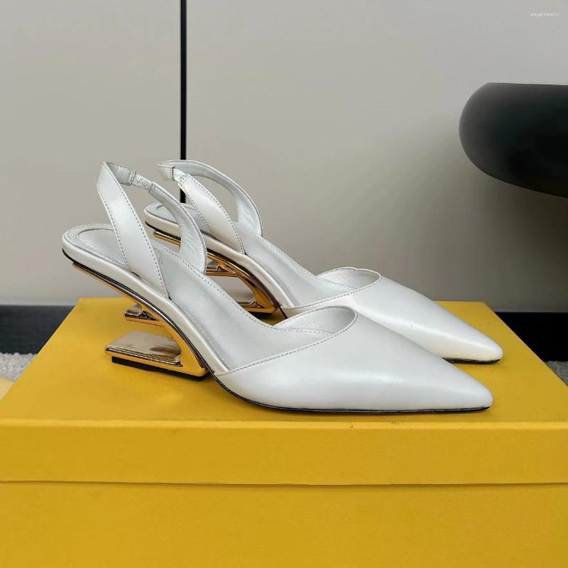 2025 S Fashion Designer Sandals Rome Genuine Leather Pointed Toe Strange Style Woman Office Lady Pumps Dress Shoes Free Shipping Gladiator Atos Sandal