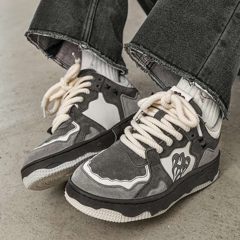 Women Men Retro Hip-hop Punk Goth Volcano Skateboard Shoes Fashion Sneakers Couple Students Outdoor Sports Casual Shoe