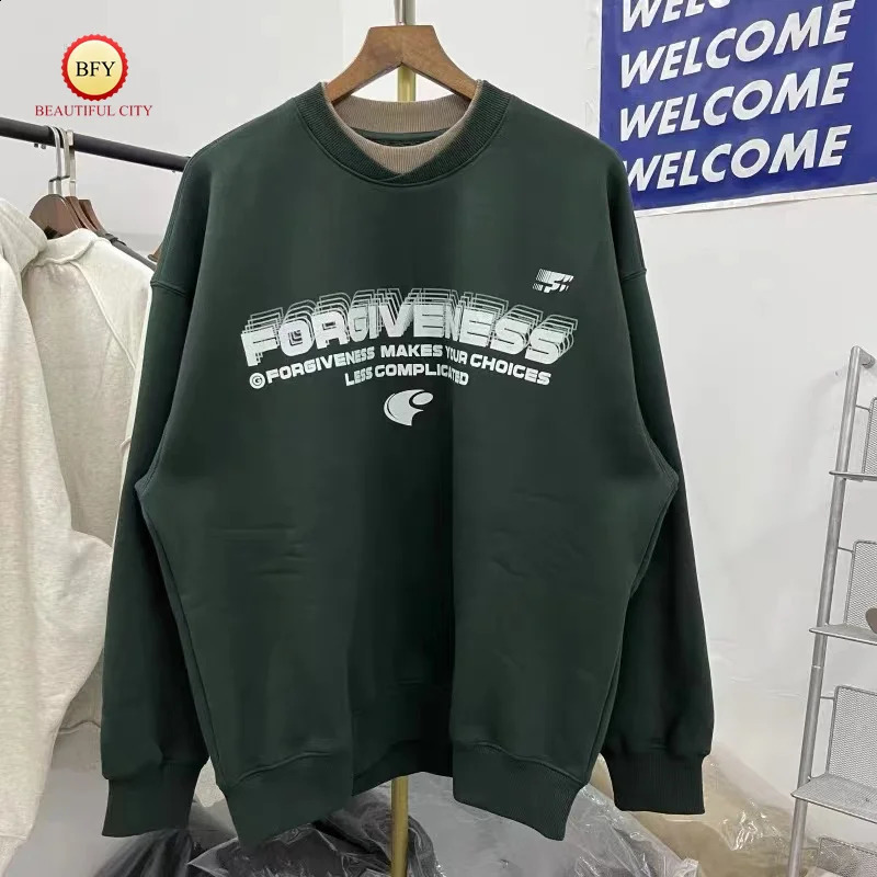 Trend Round Neck FRS Stereoscopic Overlapping Print Thick Fabric Casual Fashion Mens Sweatshirt Pullover 240907