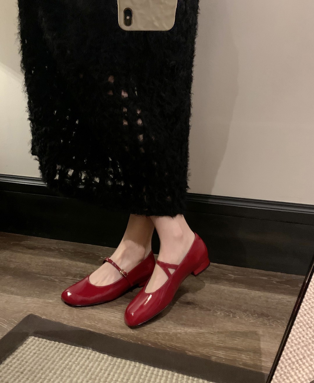 French Patent Leather Chunky Heel Mary Jane Single Shoes - Korean Style, 2024