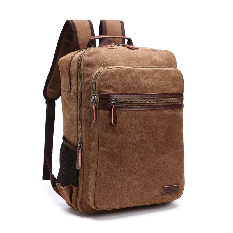 Retro canvas backpack for men large capacity travel shoulder bag teenagers school laptop 240913