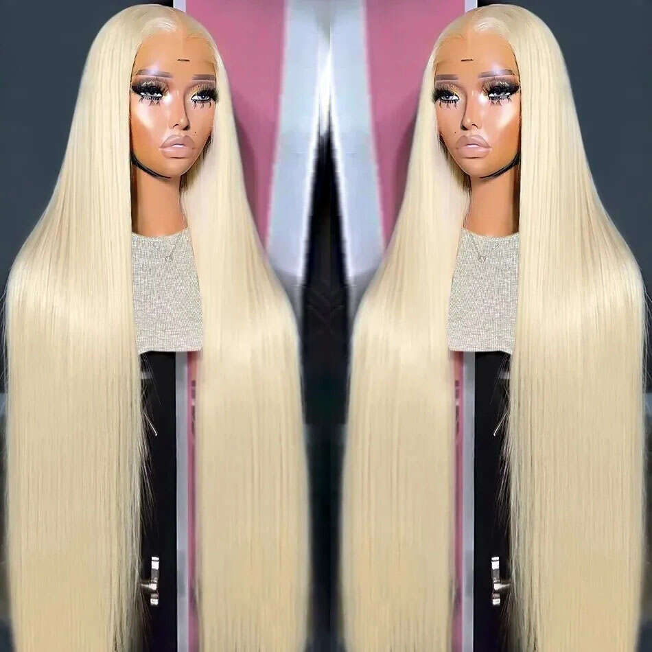 200 Density Blonde 613 HD 30 34 Inch Straight Frontal Wig For Black Women 13X6 Transparent Lace Front Human Remy Hair Wigs