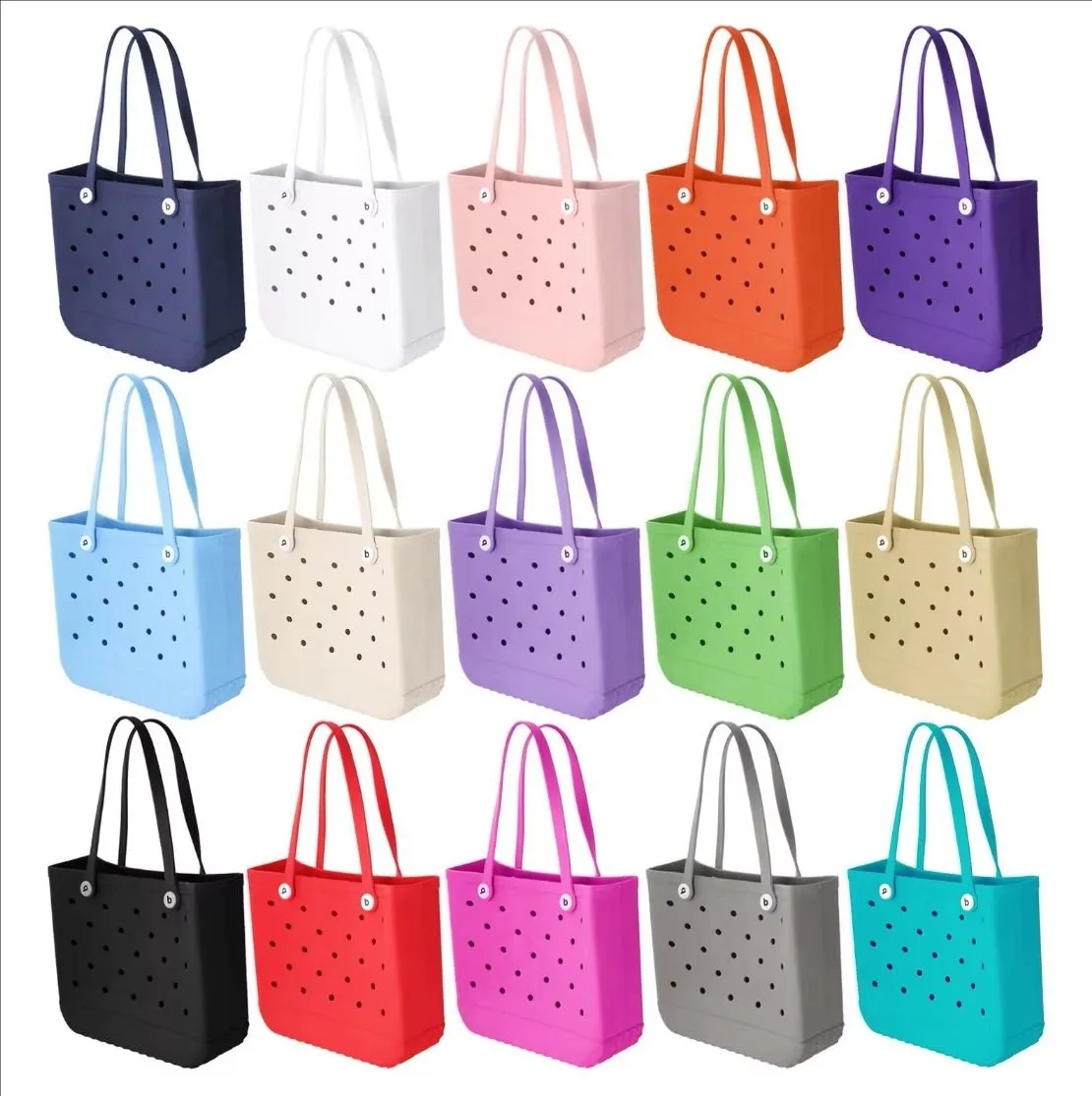 Eva Bogg Bag Summer Hole Tote Bag Large Shopping Fashion Plastic Basket Women's Storage Washable Beach Silicone Swamp Eco Jelly Candy Fashion Bag