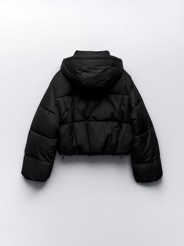Autumn Winter Waterproof Windbreaker CROPPED Puffer Jacket Women Hooded Black Snow Parka Short Cotton Padded Jacket Coat 240914