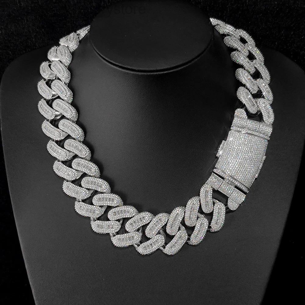 Hip Hop Jewelry 29mm Rectangle Zircon Diamond Chain Link Cuban Necklace Men Iced Out Bling CZ Cuban Chain