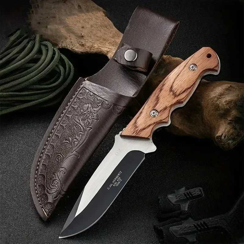 Portable camping survival knife small straight knife with sharp edges outdoor knife handmade meat knife (including knife cover) W240918