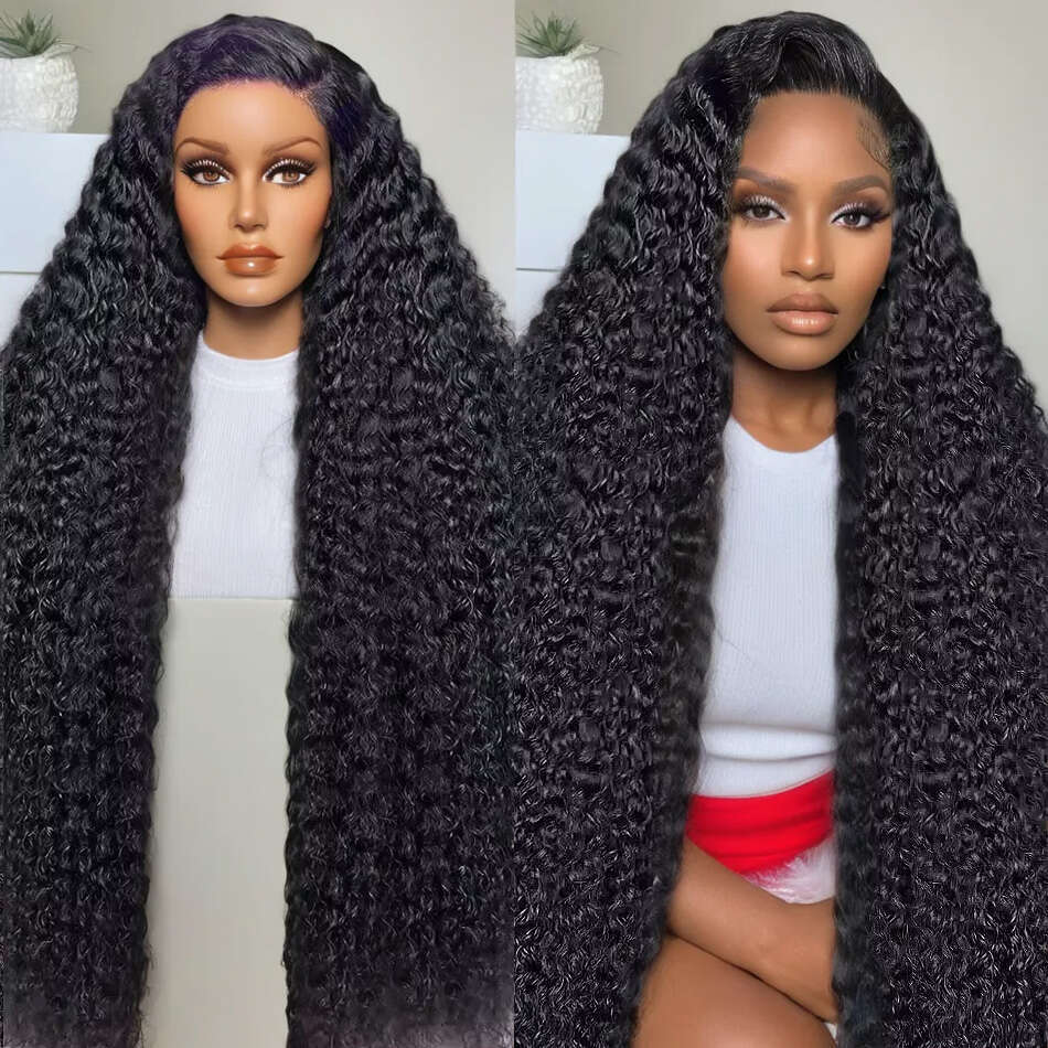 250 Density Deep 13X6 Transparent Front Human Hair Wig Brazilian Water Wave Curly 13X4 Lace Frontal Wigs For Women