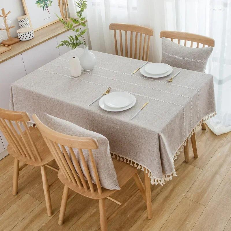 Table Cloth Cotton en Tablecloths Wrinkle Free Anti-Fading Tassel Rectangle Indoor & Outdoor Dining Cover
