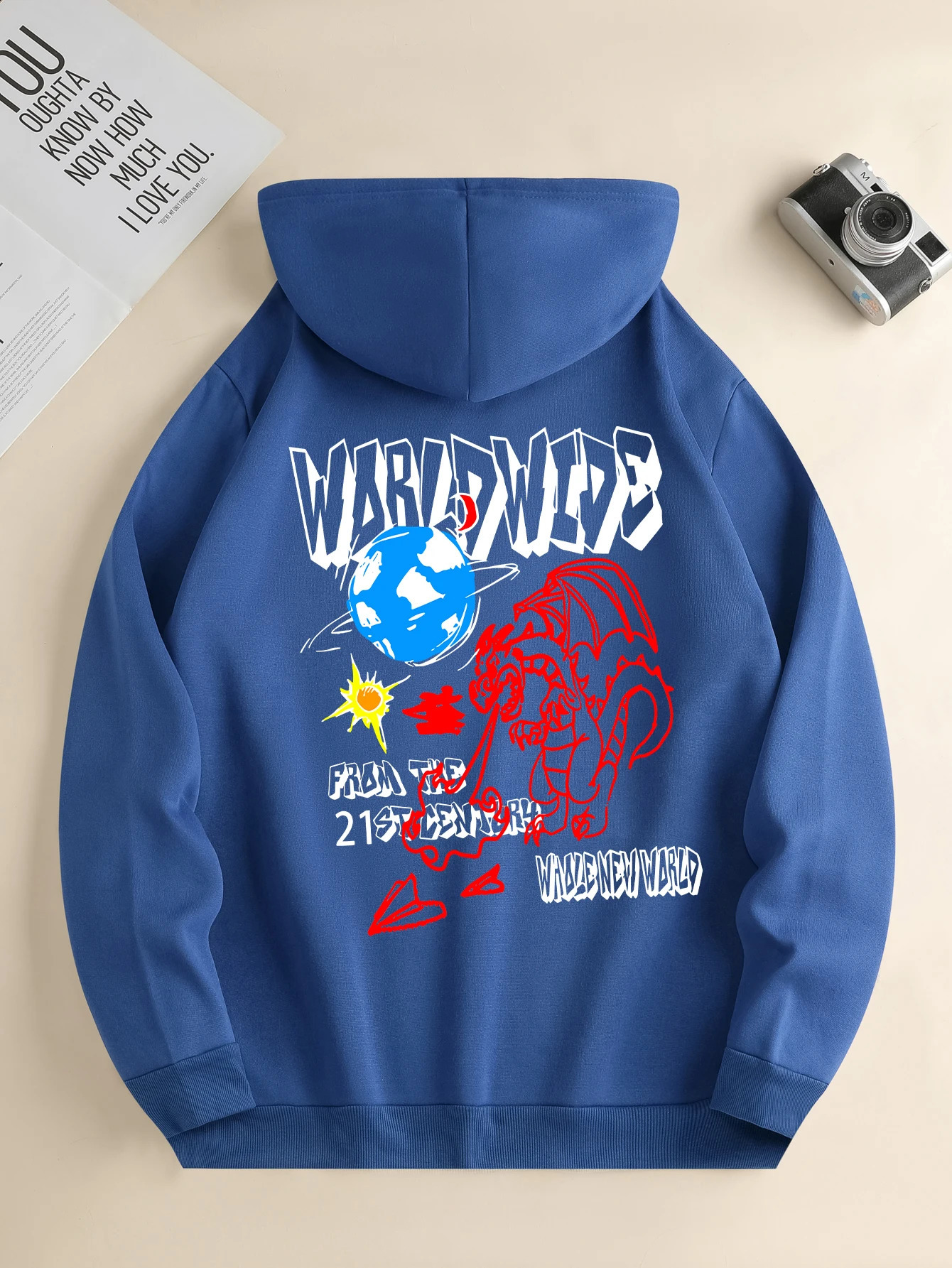 Mens fashion hoodie casual daily drawstring hooded sweatshirt dinosaur print front kangaroo pocket mens jacket 240910