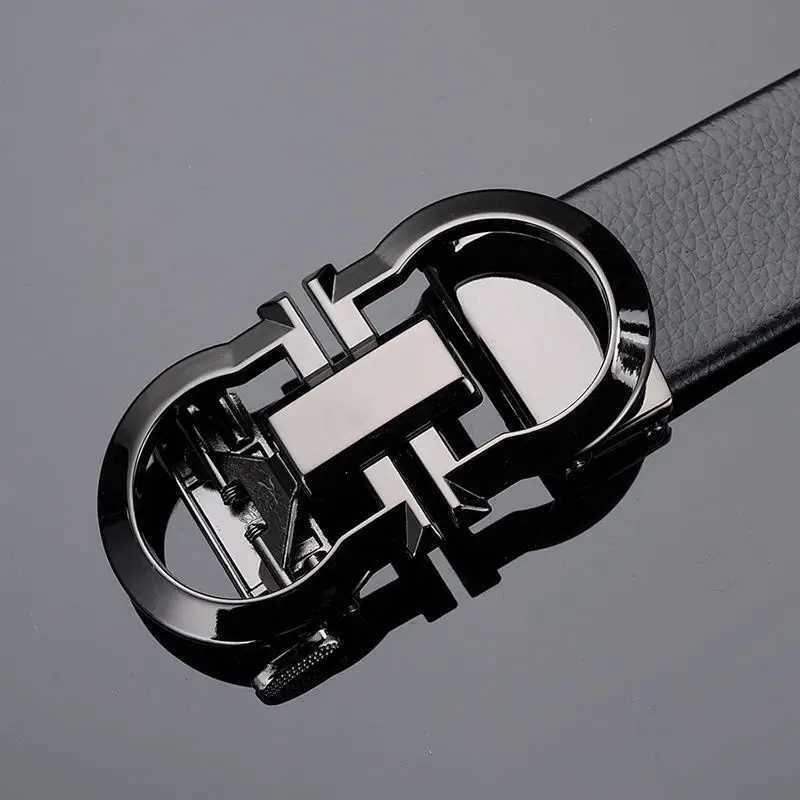 Belts A formal mens waist belt made from Cowhide alloy automatic buckle trend and Versatile decorative set mens business waist belt J240913