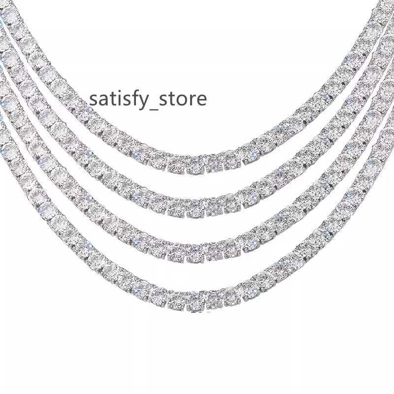 Hip hop Jewelry 2-5mm Moissanite Diamond Tennis Chain 925 Sterling Silver Necklace