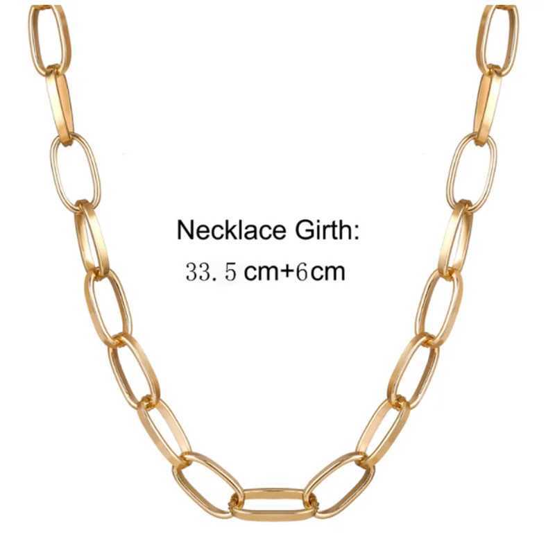 New Fashion Big Necklace for Women Punk Rock Twist Gold Silver Color Chunky Thick Lock Choker Chain Necklaces Party JewelryX240918