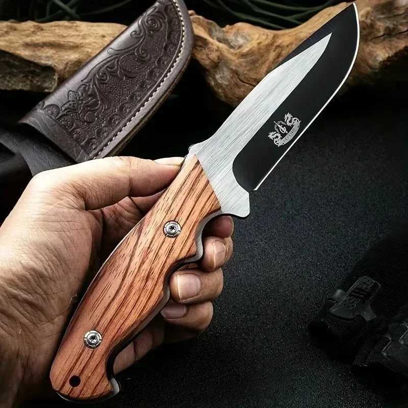 Portable camping survival knife small straight knife with sharp edges outdoor knife handmade meat knife (including knife cover) W240918