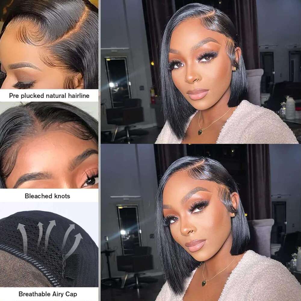 Glueless Bob Wig HD Lace Front Pre Plucked 13X4 Wear And Go Closure Wigs Human 180% Density With Baby Hair