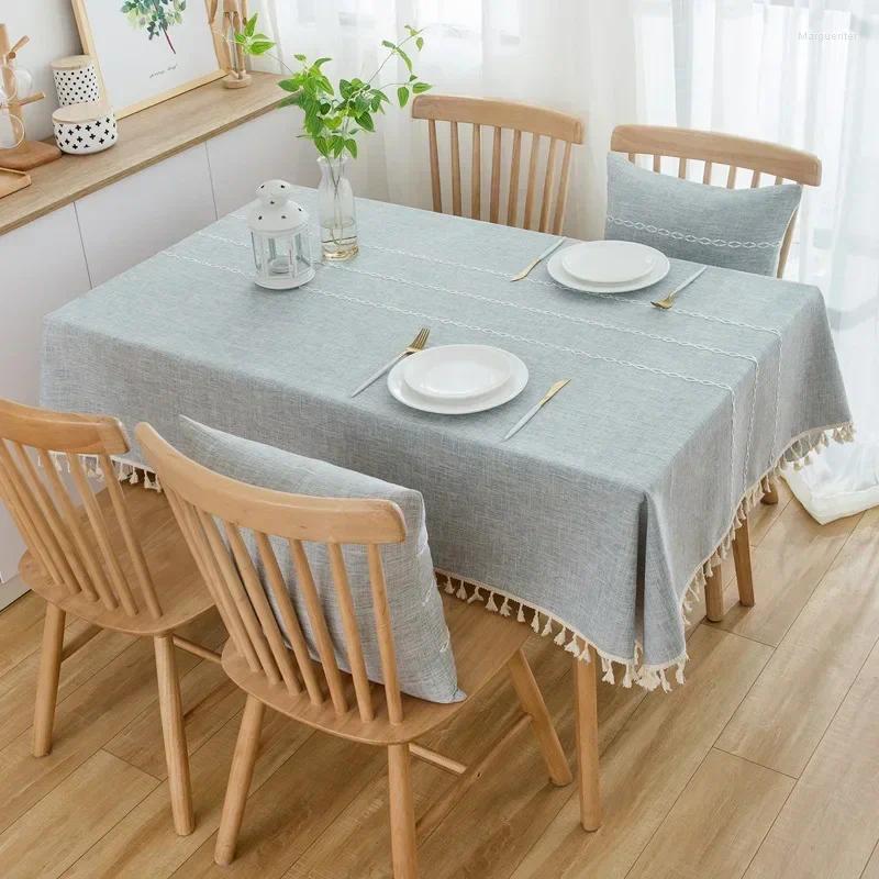 Table Cloth Cotton en Tablecloths Wrinkle Free Anti-Fading Tassel Rectangle Indoor & Outdoor Dining Cover