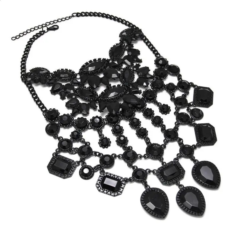 Fashion Jewelry Maxi Necklace For Women Rhinestone Beads Collar Choker Necklace Tassel Crystal Statement Collier Boho Jewelry 240910