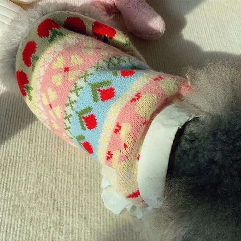 Clothing Dogs Ral Sweater Sweaters Pet Cotton Sweet Dog Clothes Costume Small French Bulldog Print Autumn Winter Pink Girl Mascotas s