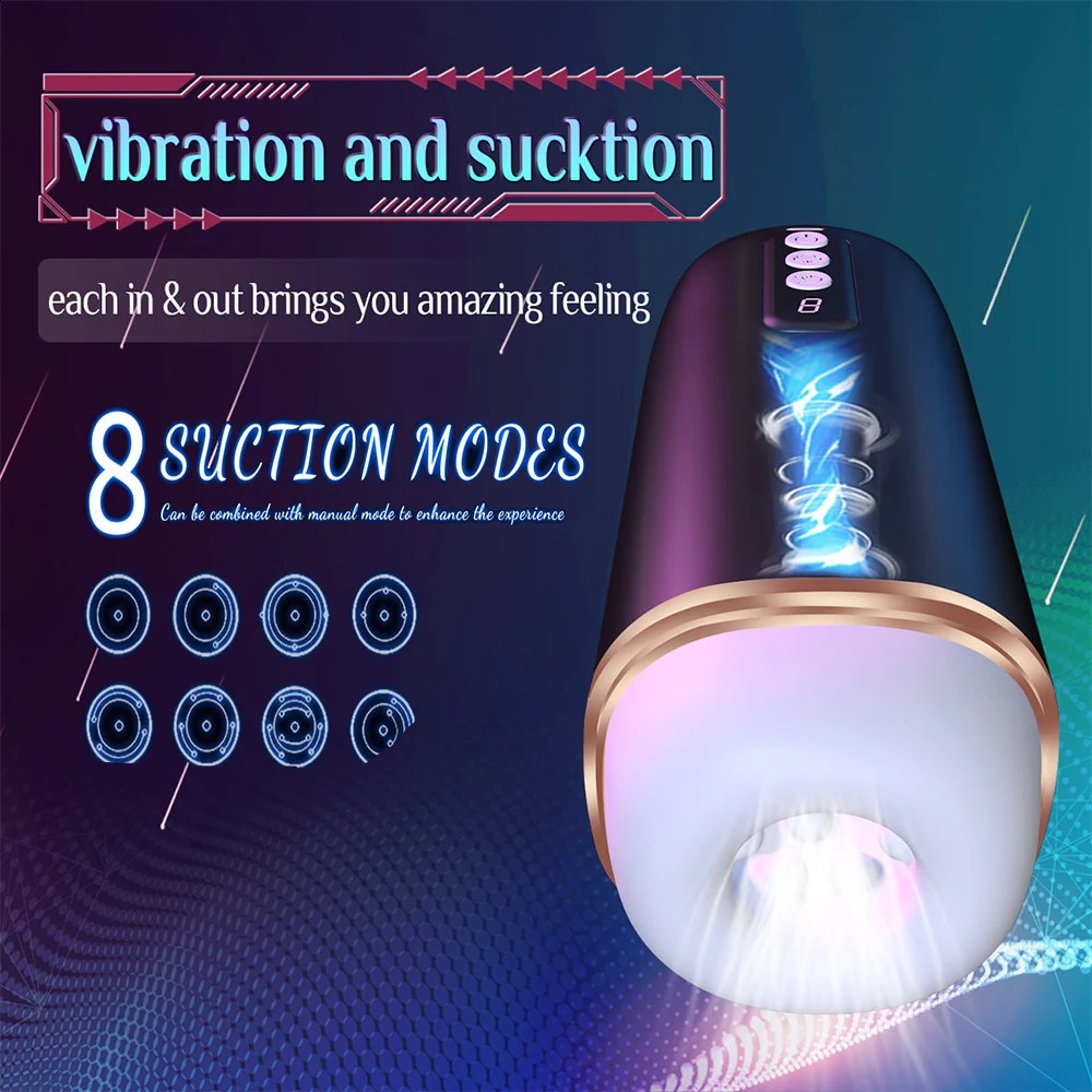 2024 Automatic Male Sucking Masturbator 8 Sucking 8 Vibration Modes Real Pussy Sex toy Sex Sexy Blowjob Pocket Penis Trainer 240914