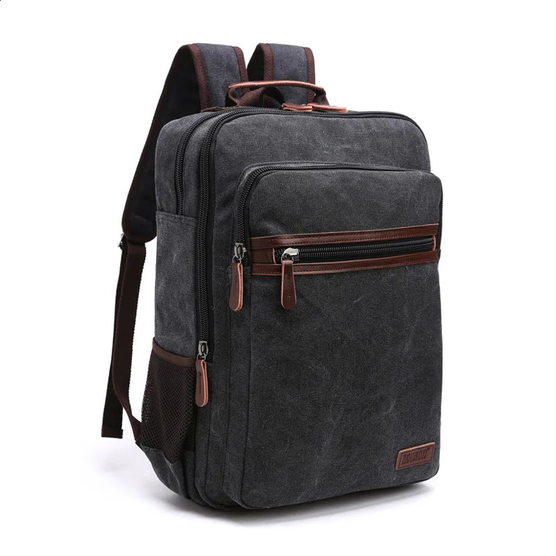 Retro canvas backpack for men large capacity travel shoulder bag teenagers school laptop 240913