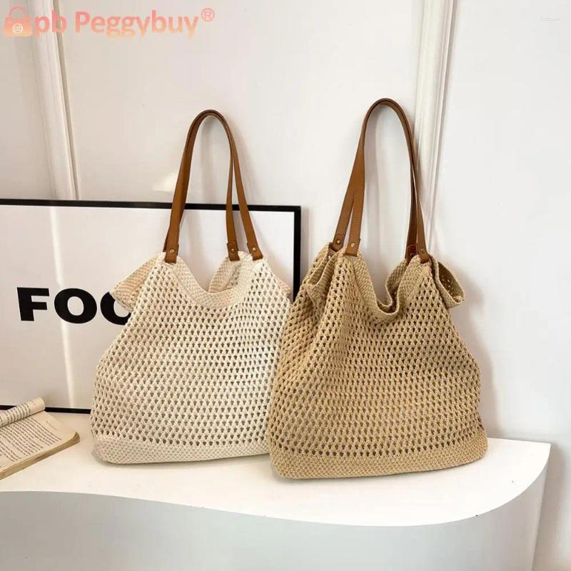 2025 NEW Totes Women Knitted Large Capacity Crochet Shoulder Woven Hobo Solid Color Fashion Handbags Outdoor Travel zhanyishengli