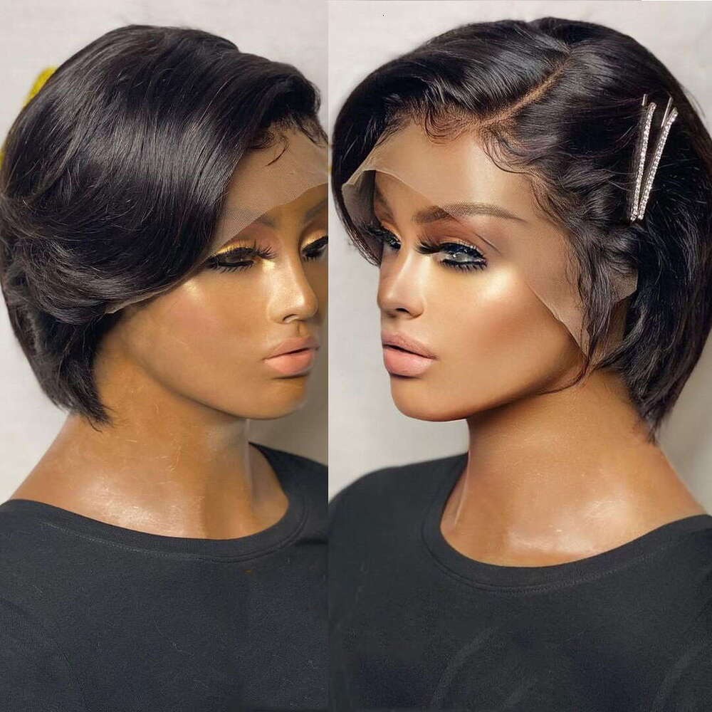 Short Bob E Cut Wig Frontal Straight Transparent Lace Front Human Wigs For Black Women Preplucked Brazilian Hair