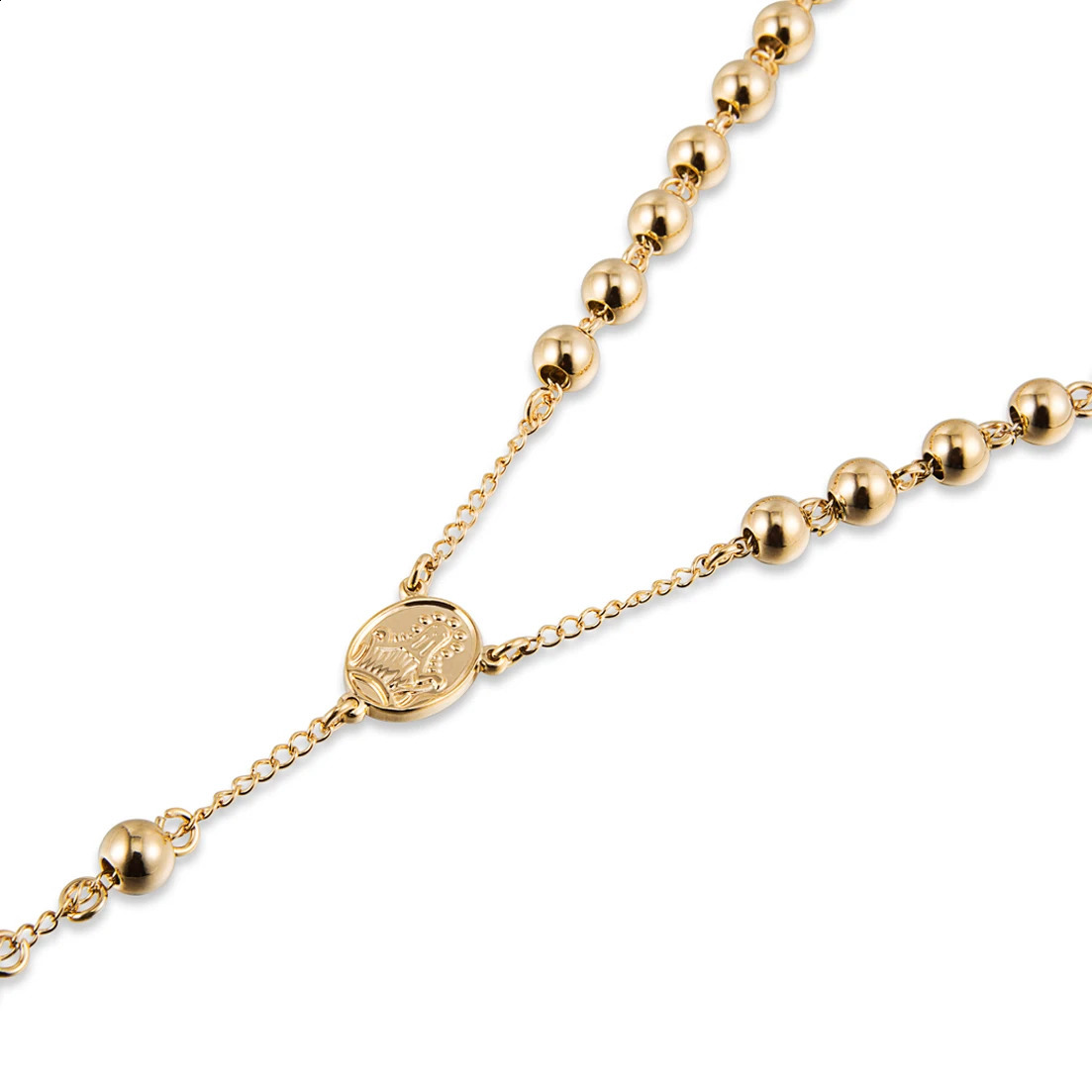 Fashion 4/6/8/10mm Gold Color Jesus Christ Crucifix Chain For Men Women 316L Stainless Steel Long Rosary Beads Necklace 240911