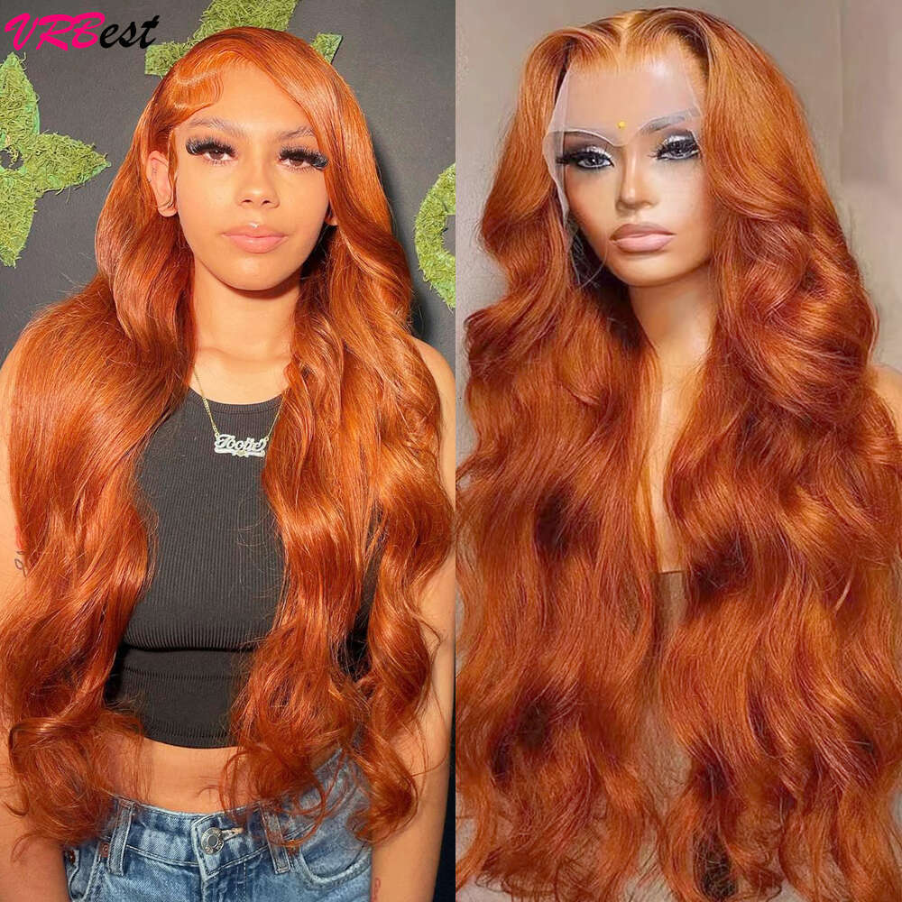 Ginger Orange Body Wave Full Front Human Hair Wigs Pre Plucke Natural Wavy HD Lace Frontal Wig Factory Price