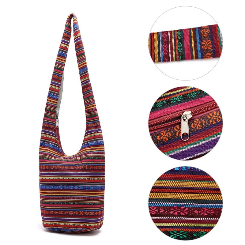 Womens hippie shoulder bag edge large wallet ethnic handbag travel bag 240918