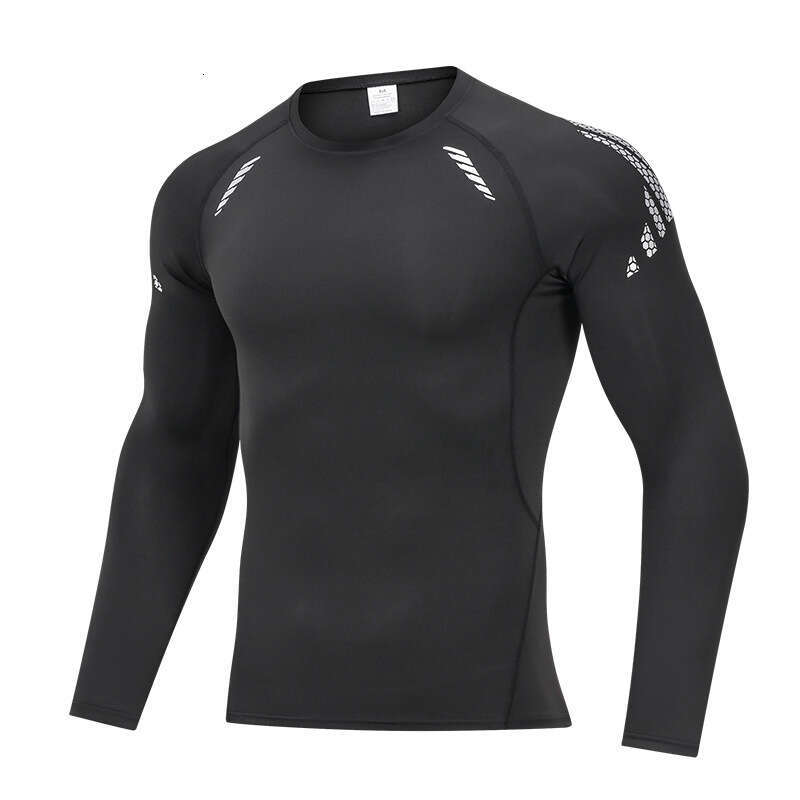 Custom fitness clothing in stock, men's basketball quick drying long sleeved running yoga training high elasticity tight fitting clothes