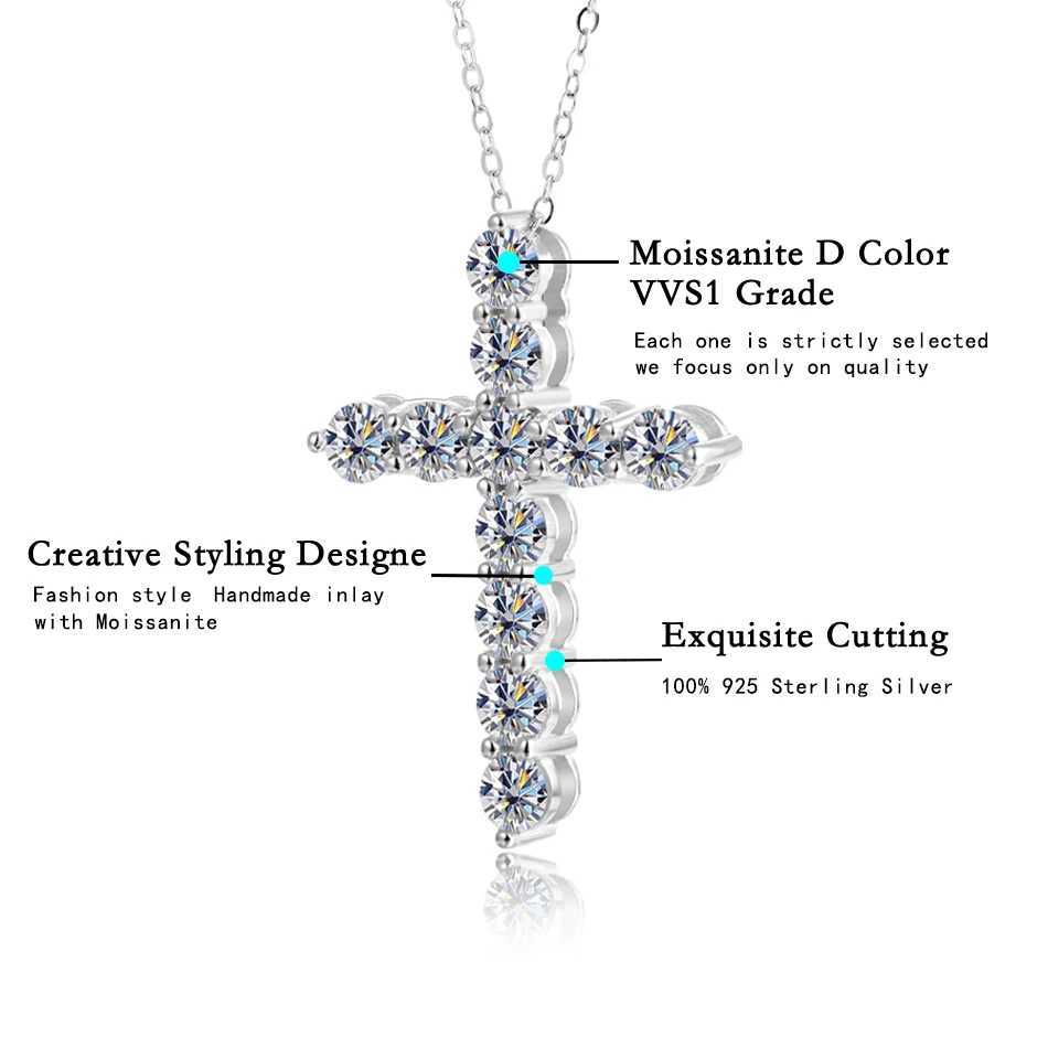 URMYLADY All Mo Silica Cross Pendant Necklace Original 925 sterling silver chain plated 18k white gold fine necklace W240918