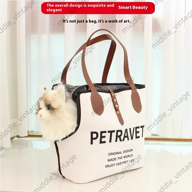 Canvas One-shoulder Cat & Dog Bag - Portable Pet Outing Carrier For Animal Travel Storage
