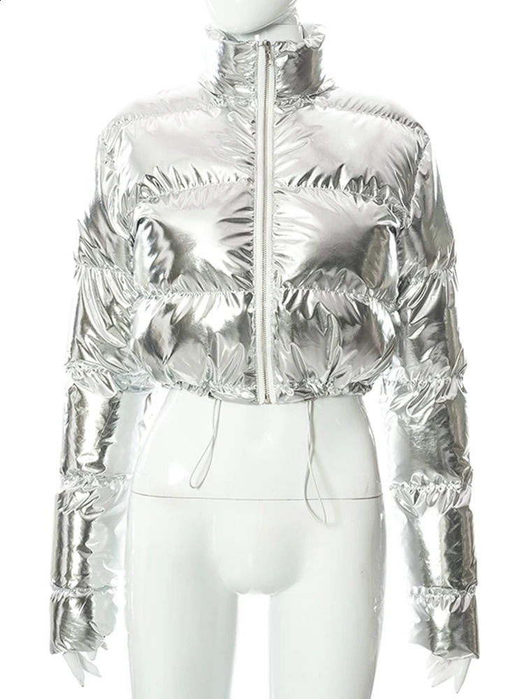 Sisterlinda Winter Warm Y2K Bubble Puffer Women Short Coats Long Sleeve Drawstring Casual Outerwear Zip Jacket Parkas Streetwear 240914