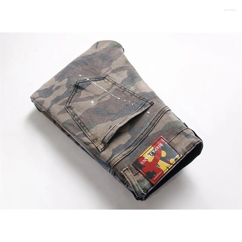 2025 S Fashion Designer Men S Jeans Patchwork Ing Color Matching Street Fashion Design Cool Smart Trend Unique Slim Fit Skinny Pants