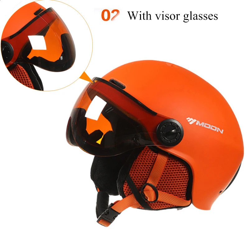 MOON Goggles Skiing Helmet IntegrallyMolded PCEPS HighQuality Ski Outdoor Adult Sport Snowboard Skateboard Helmets 240910