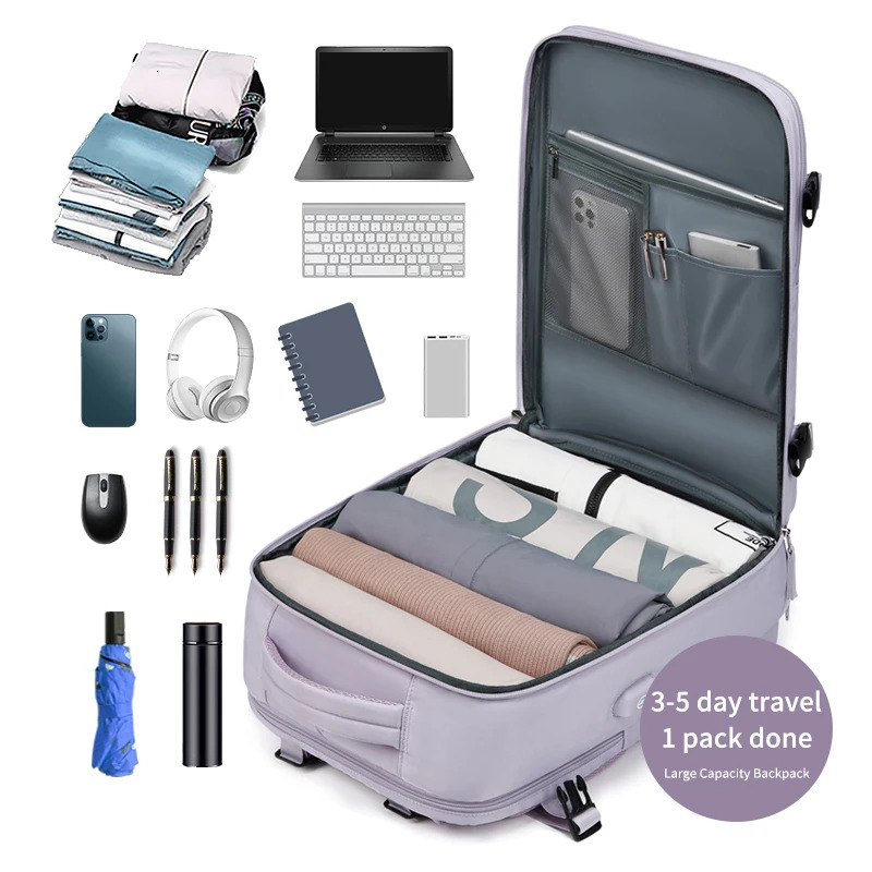 Women Laptop 15.6Inch Teenage Girl USB Charging School Independent Shoe Bag Travel Backpack