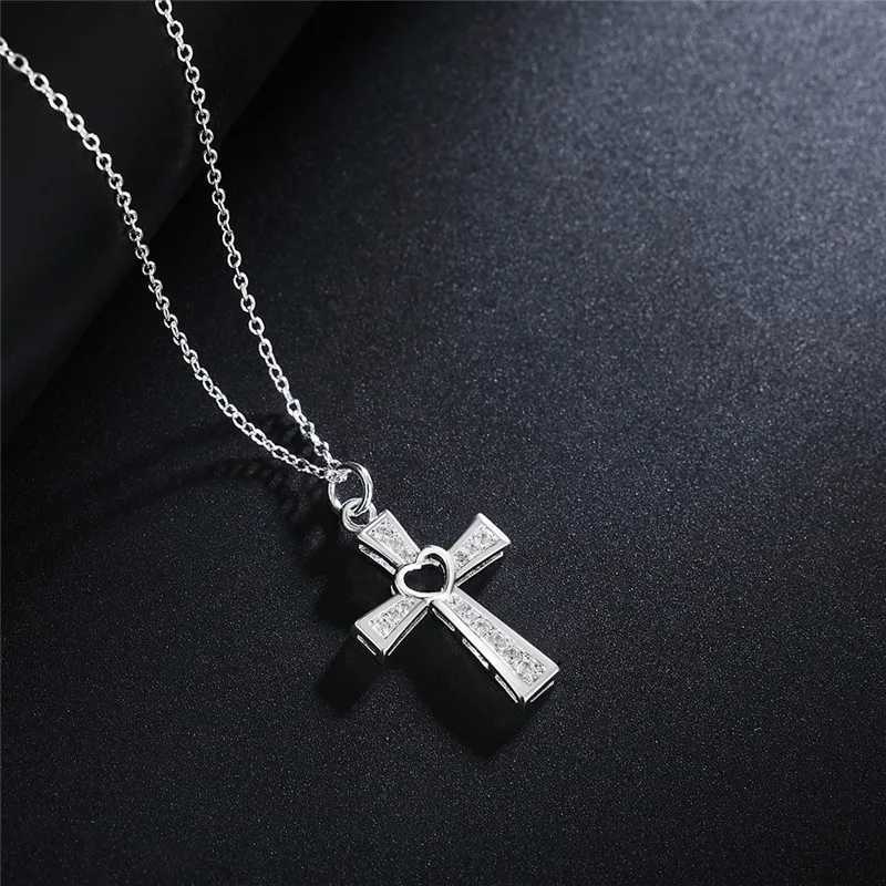 Promotion 925 sterling silver beautiful fashionable elegant and charming crystal cross pendant CZ zircon beautiful necklace jewelry W240918