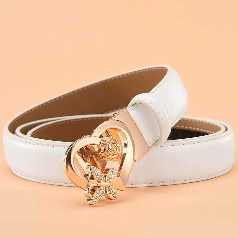 Belts Red heart belt womens automatic buckle belt white black girl fashion Cinturon mens belt J240913