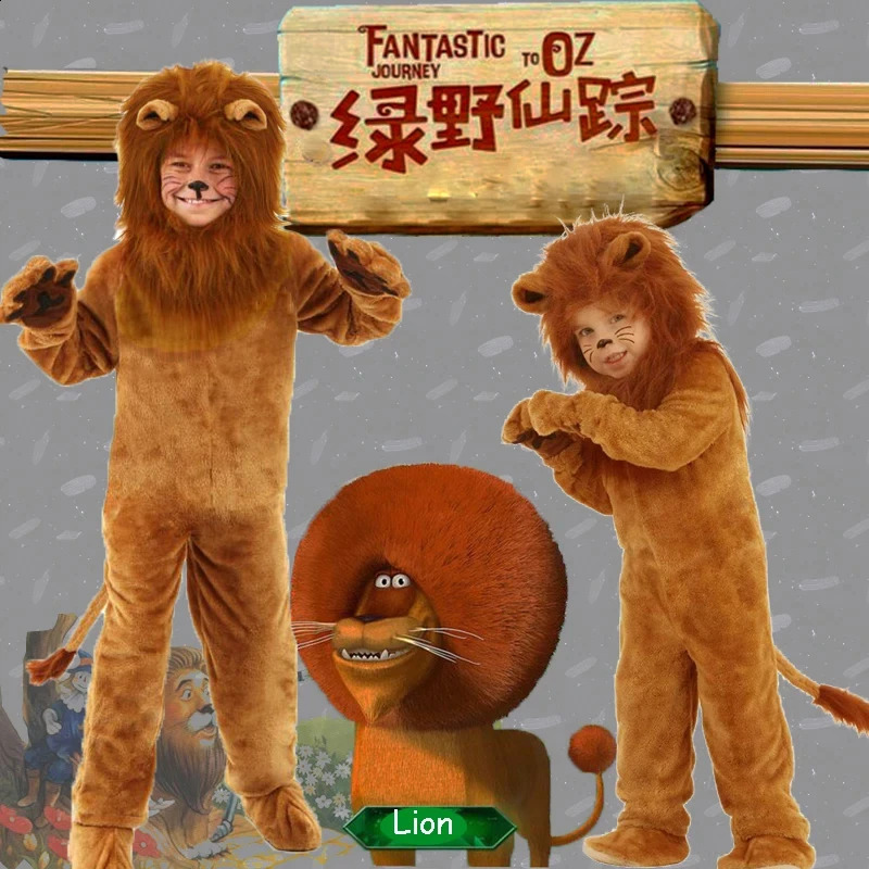 Deluxe Wizard of OZ Lion King Cosplay Costume Anime Aldult Child Animal Lion Baby Kids Movie Role Jumpsuits Halloween Costumes 240906