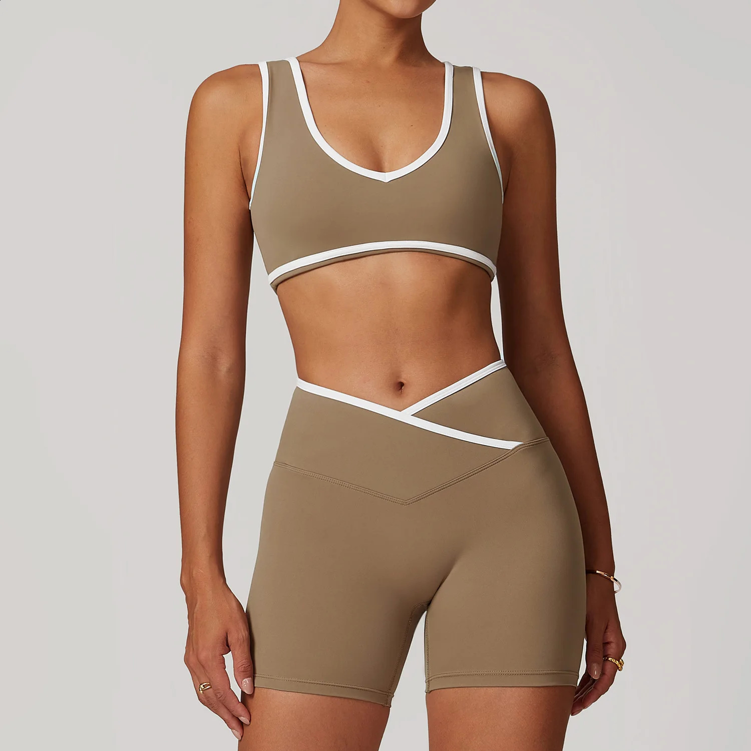 Womens clothing yoga set 2piece sportswear fitness gym track and field high waist leg sports bra 240909