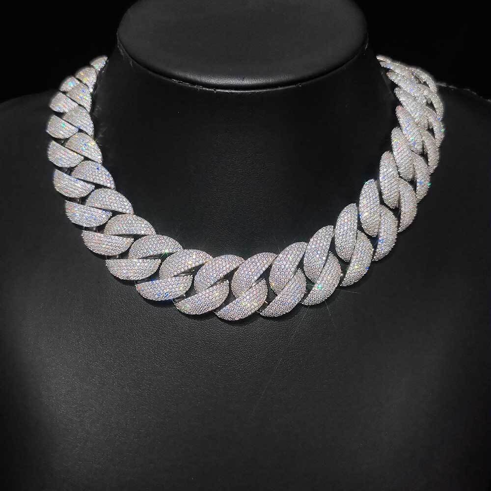 moissanite chain cuban link chain Good Quality 22mm Bubble Pave Setting 5 Rows Fashion Hip Hop Jewelry Cubic Zirconia Necklaces Mens Luxury