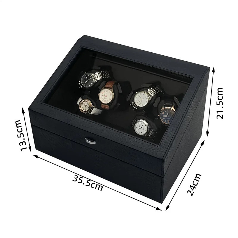 Automatic watch box with quiet motor winding device Usb LED PU leather mechanical variable speed 240912
