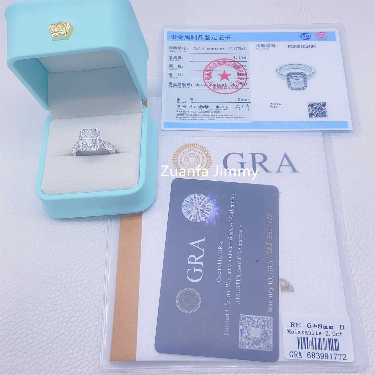 Vintage Boutique 2CT Radiant Diamond 10k white Solid Gold Moissanite Engagement Ring Wedding Bridal Jewelry