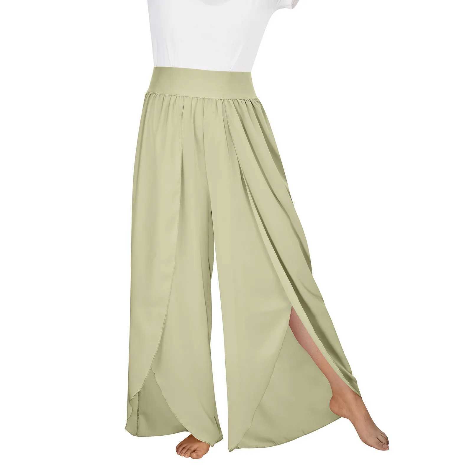 Women Wide Leg Pants High Waisted Yoga Hippie Boho Beach Plus Size Palazzo Pants Womens Comfy loose Legging Trouser M240918